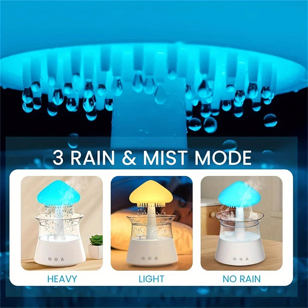 7-Colour Variable Cloud and Rain Humidifier with Remote Control - Vaporizer Humidification, Water Drop, Waterfall Light, Mushroo ShopOnlyDeal