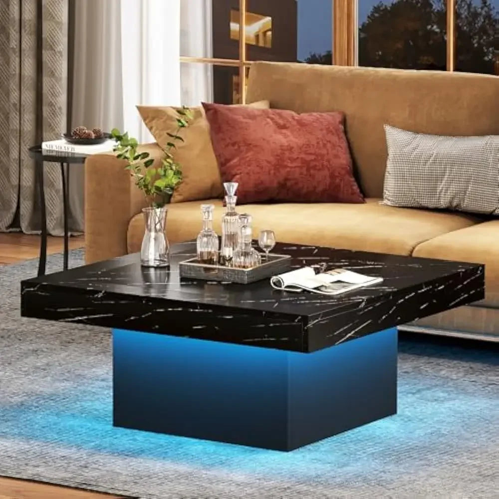 LED Coffee Table, Engineered Wood Low Coffee Table for Living Room, Café Tables ShopOnlyDeal