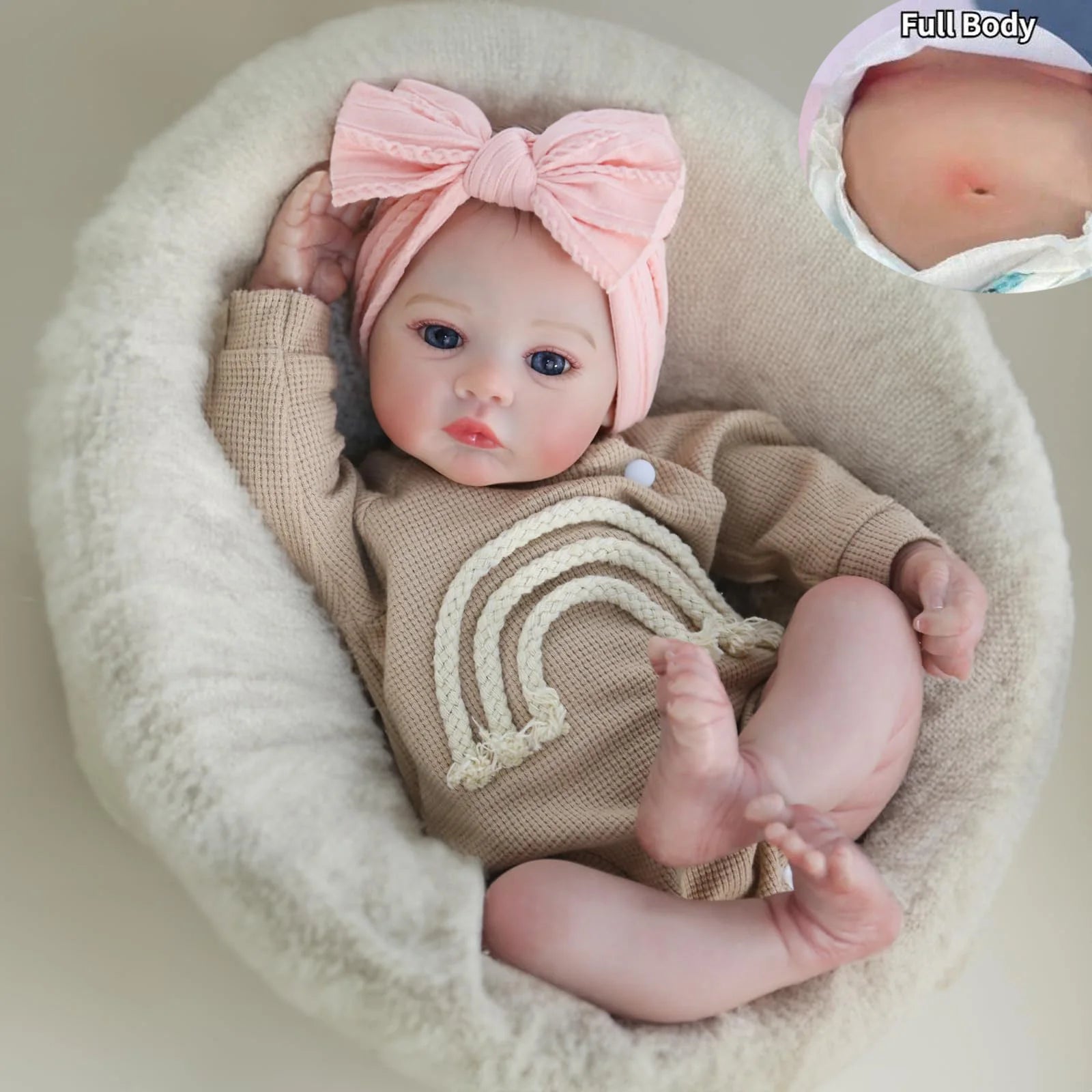 50CM Realistic Finished Meadow Bebe Reborn Baby Doll Full Body Vinyl Girl Body Handmade Art Doll Toy Christmas Gift ShopOnlyDeal