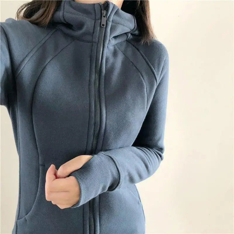 Velvet Jacket Winter Running Clothing Women's Sweatshirt | Thicken Yoga Clothes Fitness Hoodies | Training Sports Top Warm Tight ShopOnlyDeal