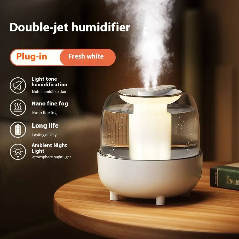 2.5L 4L Quiet Large Capacity Spray Humidifier Dual Nozzle Portable Mini Spray Humidifier Essential Oil Diffuser Air Humifier New ShopOnlyDeal