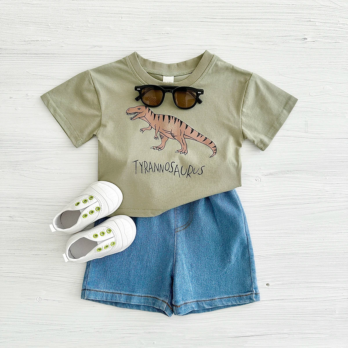 New Set Summer Baby Boy Clothes Cartoon Cotton T-shirt Short Sleeved+shorts Dinosaur Print Girl Clothes 0-3 Years Child Newborn ShopOnlyDeal