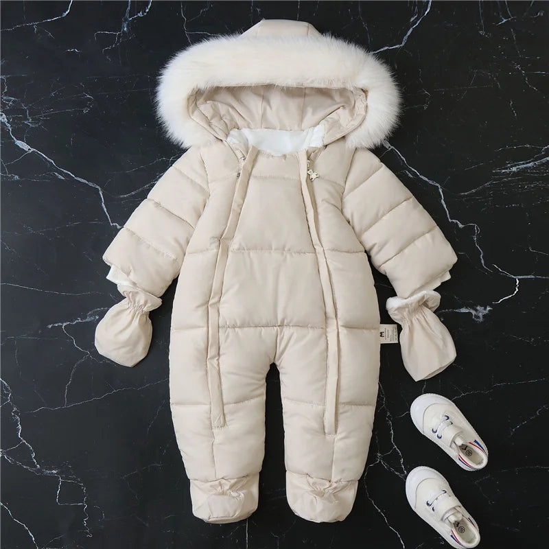 -30℃ Plus Thick Velvet Rompers Baby Padded Warm Bodysuits Clothes Winter Infant Waterproof Hooded One-Pieces Girls Boys Overalls ShopOnlyDeal