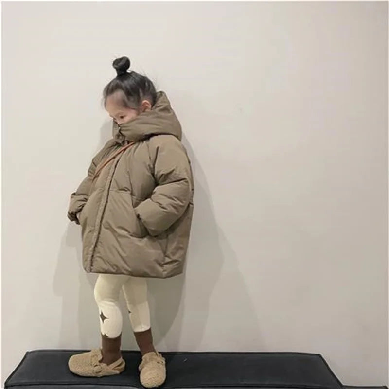 Girls Down Coat Jacket Cotton Windbreak Snowsuit 2024 Khaki Warm Thicken Winter Parka Outerwear Children's Clothing ShopOnlyDeal