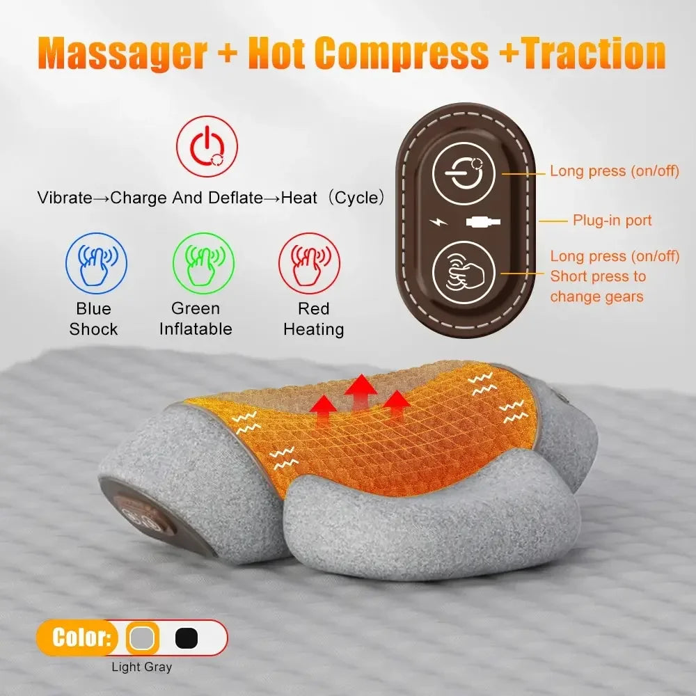 Electric Massager Cervical Pillow Hot Compress Vibration Massage Neck Traction Relax Sleeping Pillow Spine Support Normal ShopOnlyDeal