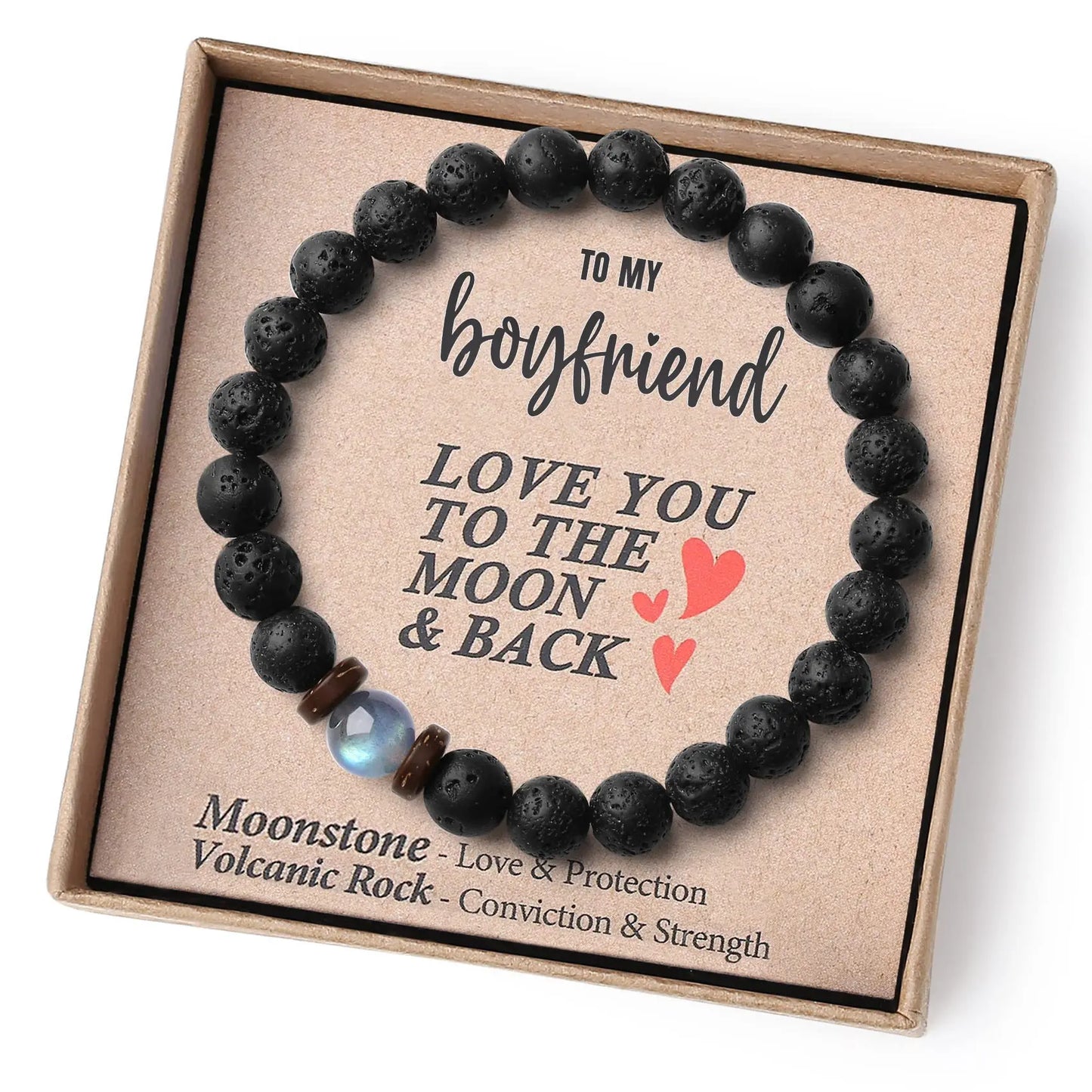 Volcanic Stone Bracelet | "To My Son" Stretch Rope Bracelet | Father’s Day Gift from Dad | Volcanic Stone and Moonstone Bracelet for Men and Women ShopOnlyDeal