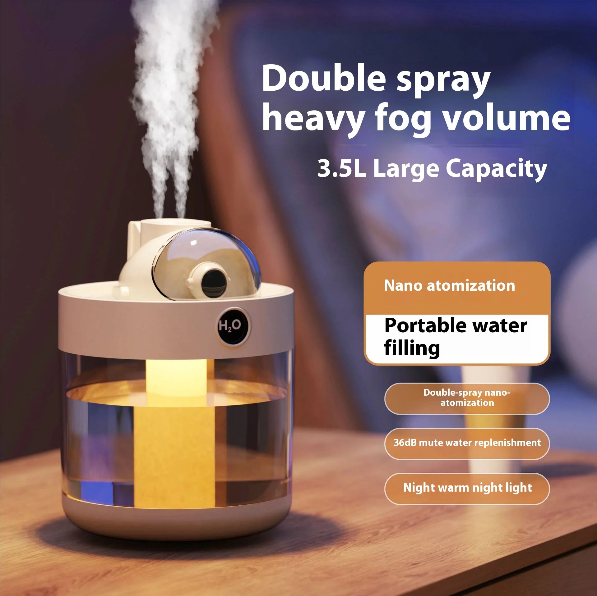 2.5L 4L Quiet Large Capacity Spray Humidifier Dual Nozzle Portable Mini Spray Humidifier Essential Oil Diffuser Air Humifier New ShopOnlyDeal