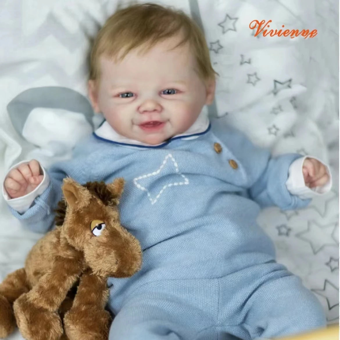 50cm Vivienne Bebe Reborn Girl and Boy Full Body Silicone Vinyl With Rooted Hair Handmade Soft Touch Feeling Lifelike Real Doll ShopOnlyDeal