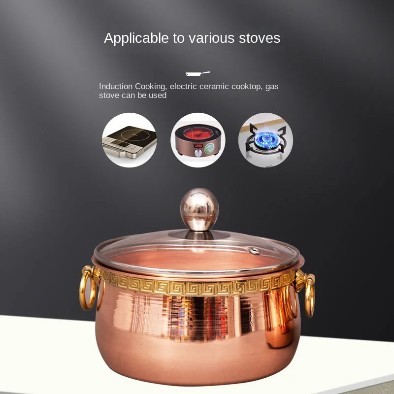 Pure Copper Thickened Single Hot Pot for One | Restaurant-Style Small Copper Pot for Home Shabu Mutton Hotpot | Durable and Elegant Design Alo Trendy ShopOnlyDeal