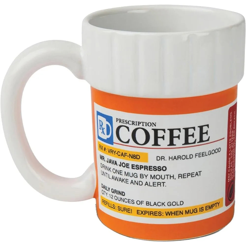 The Prescription Coffee Mug –milk Cup Hilarious 12 Oz Ceramic Coffee Cup in The Shape of A Pill Bottle – Perfect Home or Office ShopOnlyDeal