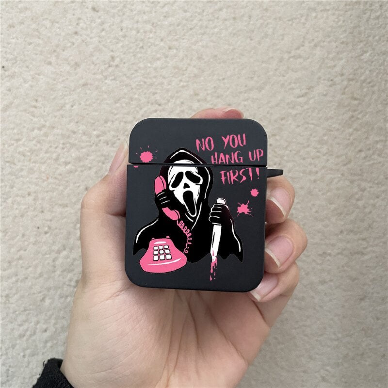 Halloween Gifts Ghostface Scream Horror Art Earphone Case for Apple AirPods 1 2 3 Pro Pro2 Soft Black Silicone Cover for Airpods 3 Accessories ShopOnlyDeal