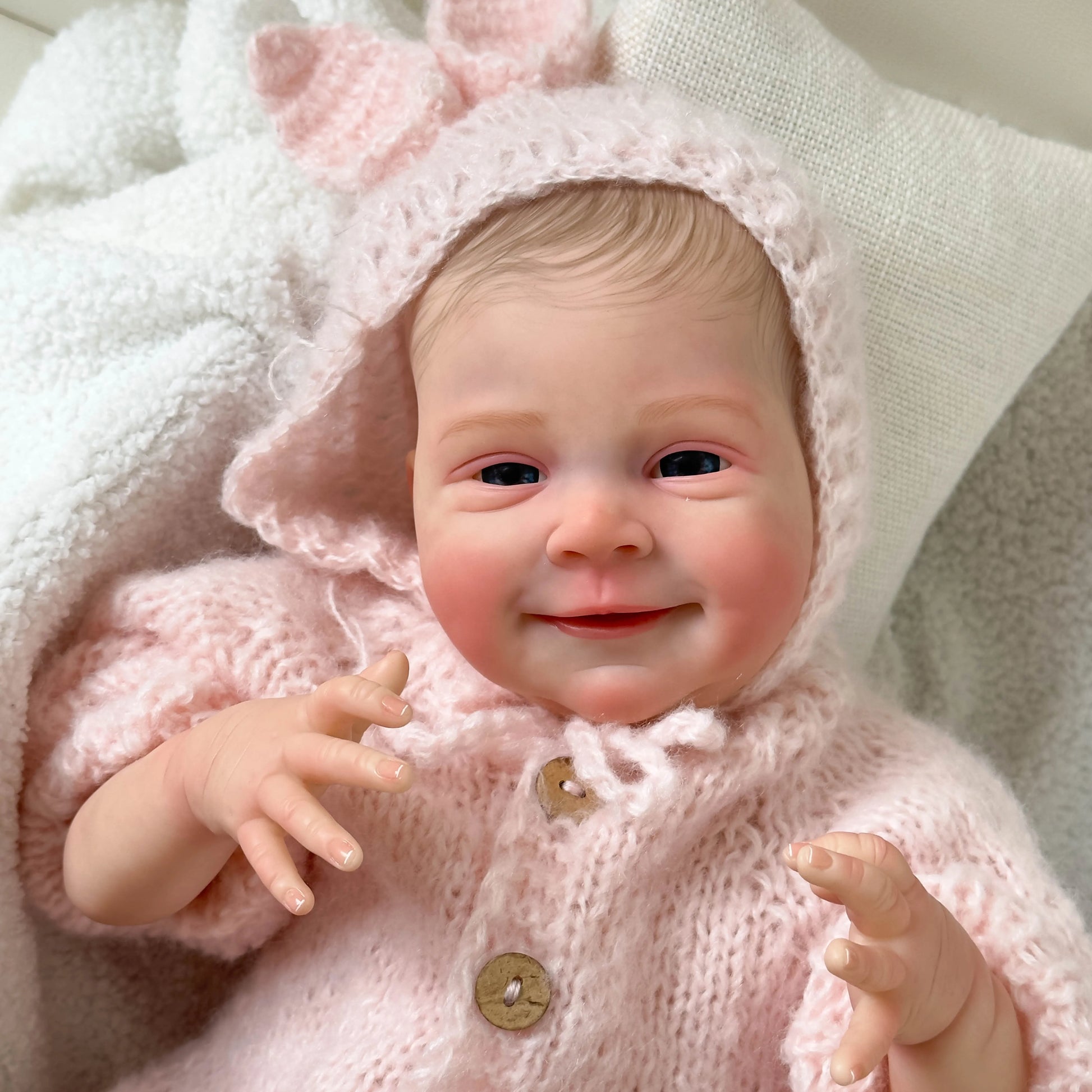 NPK 19inch Sebastia Reborn Baby Doll Already Painted Finished Awake Newborn Baby Size 3D Skin Visible Veins Collectible Art Doll ShopOnlyDeal