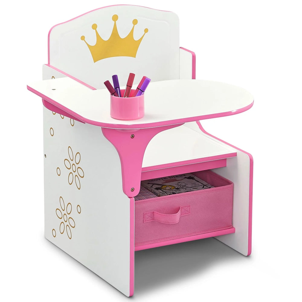 Children Princess Crown Task Chair Desk with Storage Bin, Greenguard Gold Certified ShopOnlyDeal