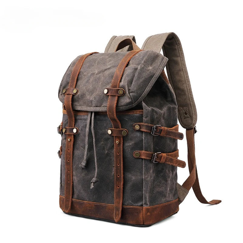 New Wax Canvas Bag with Genuine Leather | Durable Travel Outdoor Backpack for Men | Stylish Horseskin Design with Premium Craftsmanship ShopOnlyDeal