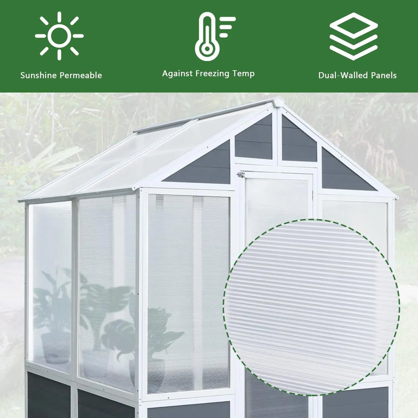 6' x 4' Polycarbonate Greenhouse | Outdoor Walk-in Greenhouse Kit with Wooden Frame | Greenhouse with Lockable Door for Patio ShopOnlyDeal