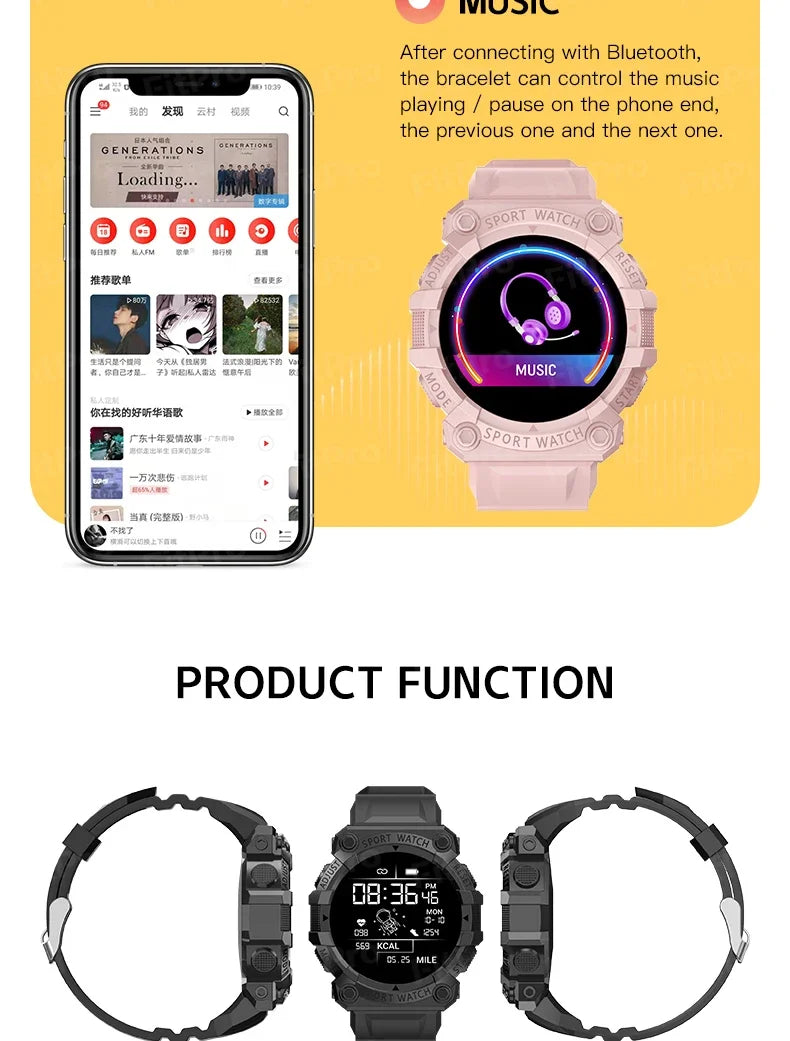 Smart Watch Men Women Smartwatch Heart Rate Blood Fitnes Tracker Touch Screen Sports Watches Bluetooth For IOS Android ShopOnlyDeal