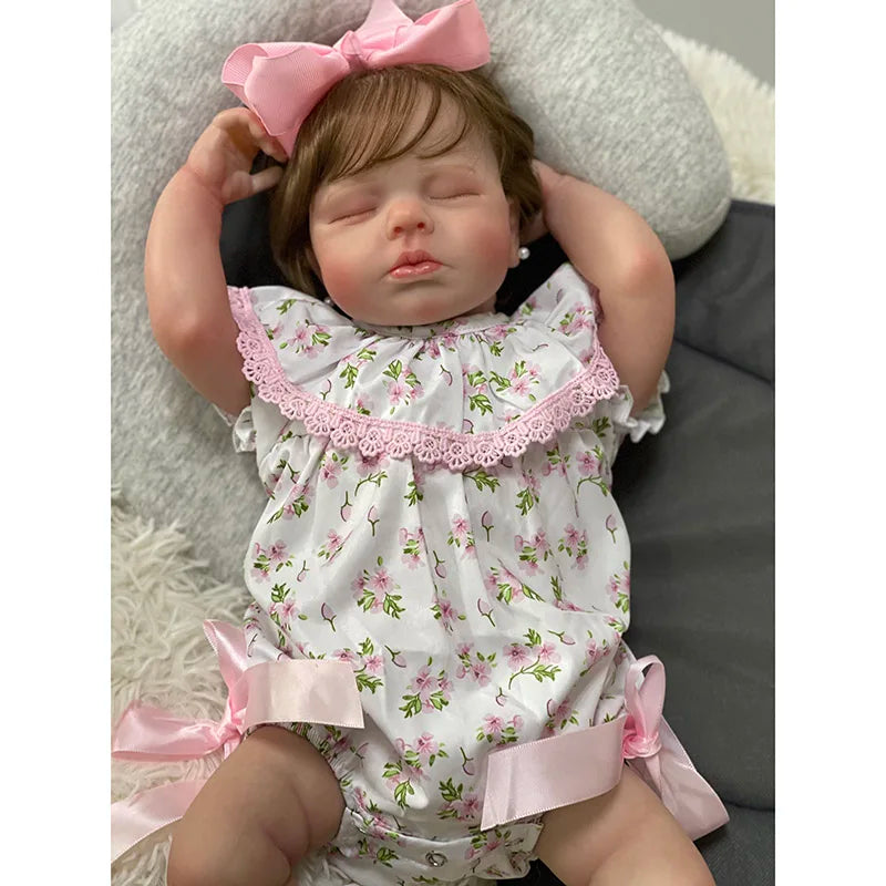 48cm Cute Baby Doll LouLou with Hand Rooted Hair Cotton Body  Sleeping Baby Doll 3D Painting with Visible Veins ShopOnlyDeal