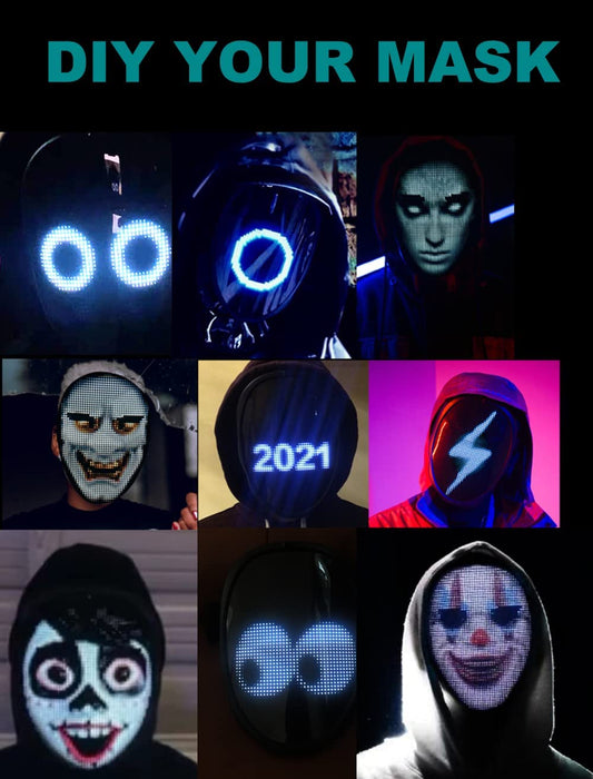 Face Transforming LED Mask with App Controlled - Programmable LED Halloween Mask Digital Luminous Mask for Adults ShopOnlyDeal