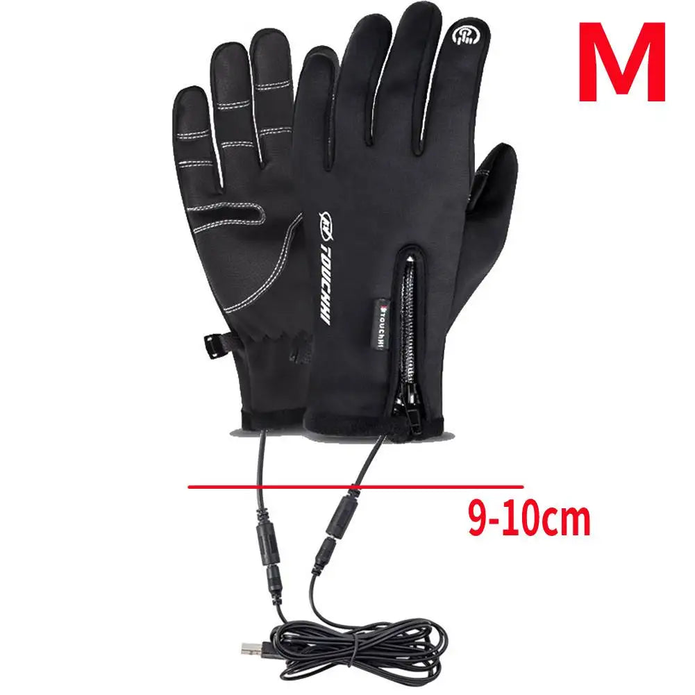 USB Winter Electric Warming Gloves Waterproof Leather Heating Gloves Soft Winter Outdoor Warm Gloves for Fishing Riding Cycling ShopOnlyDeal