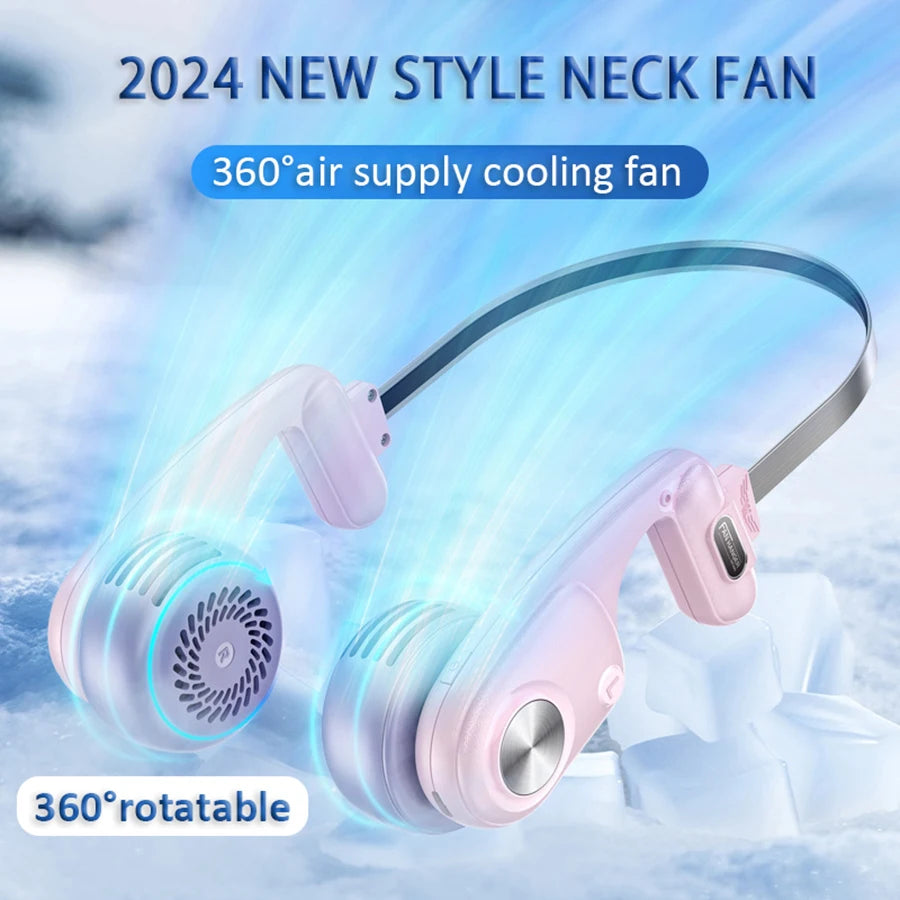 2024 New Style 360° Rotatable Portable Air Conditioner Wearable Neck Fan Bladeless Fan Portable with 5 Gears Hanging Neck Fan ShopOnlyDeal