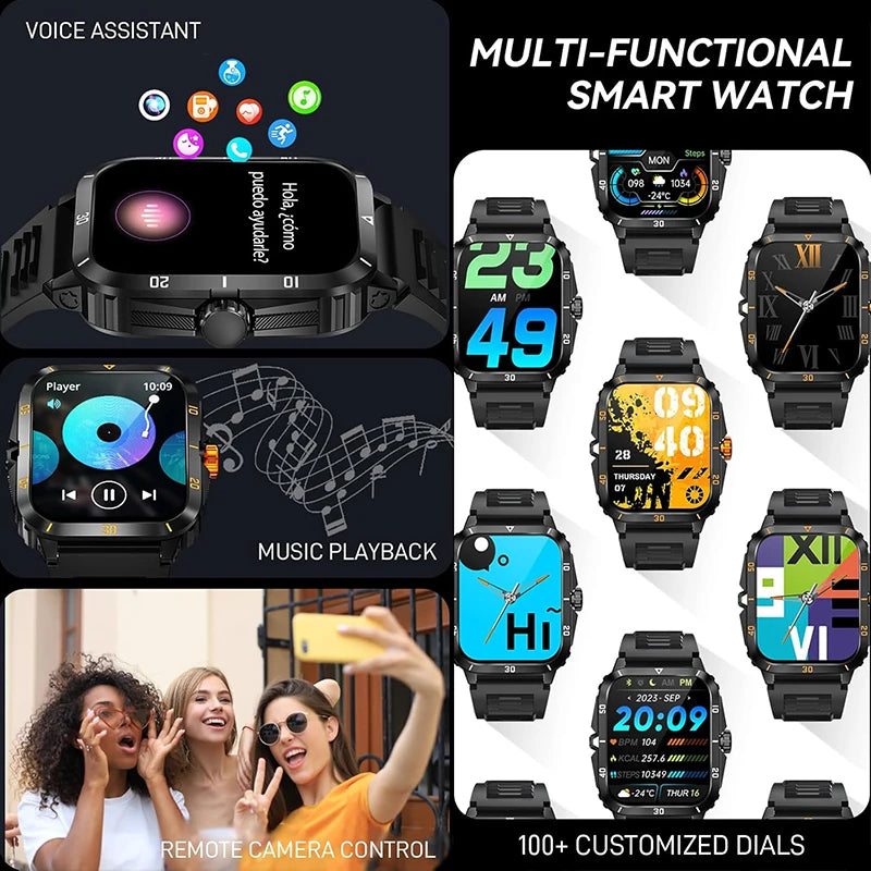 Bluetooth-Compatible 5.3 Call Watch 100+ Sport Modes Heart Rate Blood Oxygen Sleep Monitor Message Reminder Smartwatch for Men ShopOnlyDeal