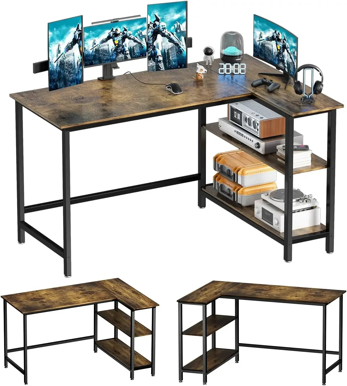 L-Shaped Desk - 39 Inch Home Office Computer Desk with Shelf, Gaming Desk, Corner Table, For Work, Writing, Studying, Save Space ShopOnlyDeal