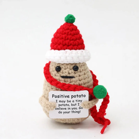 Handmade Knitted Positive Energy Christmas Potatoes Dolls Home Room Decor Crochet Support Emotional Pickles Cucumber Ornament ShopOnlyDeal