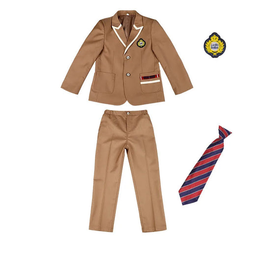 Boys School Uniform & Girls Jacket Khaki Skirt Shirt Tie Suits | Kids Formal Dress Tuxedo | Toddler Clothes Sets | Child Student Outfits ShopOnlyDeal