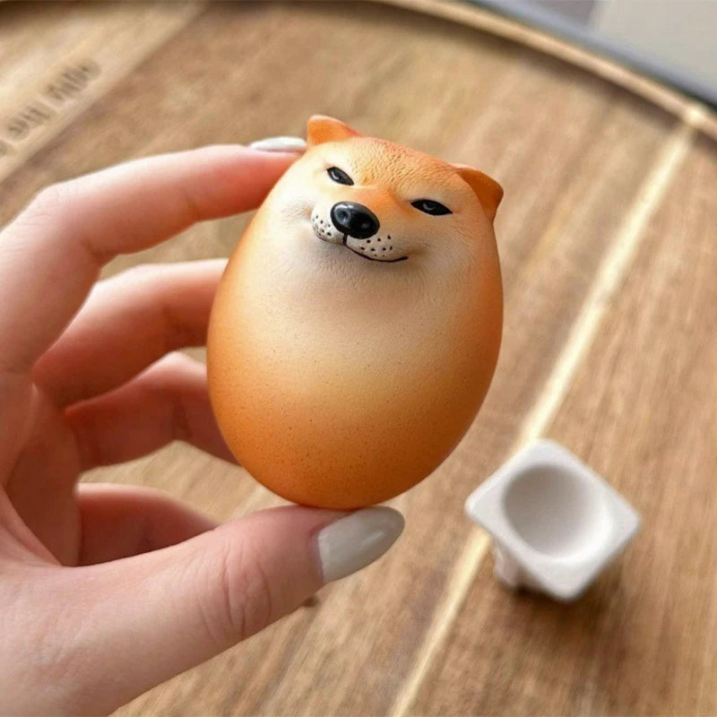 Creative Shiba Inu Realistic Egg Shape PVC Desk Decor Dog & Egg Union Decorations For Home Offices Fun Christmas Gifts ShopOnlyDeal