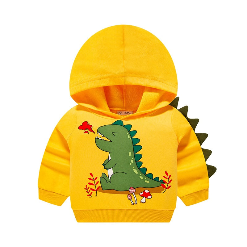 Boys' Hoodie Baby Spring and Autumn Cartoon Dinosaur Cotton Top Kids Knitted Pullover Trendy 18M-7Y Children's Sweatshirt ShopOnlyDeal