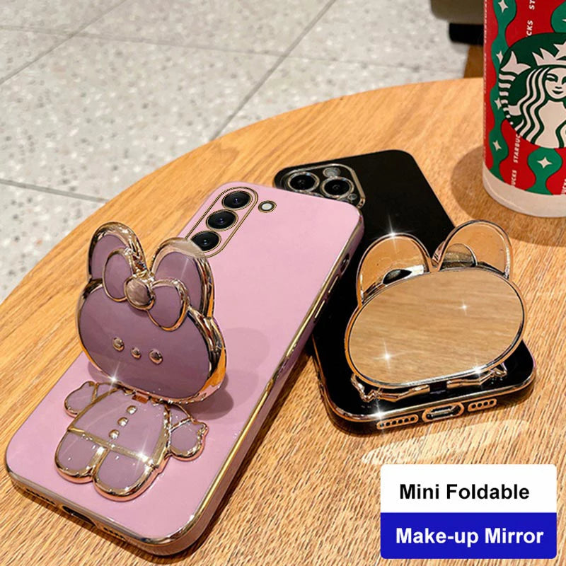 Mirror Plating Phone Holder Case For Samsung Galaxy S23 S20 S22 S21 S10 S9 S8 Note 10 20 8 9 Plus Ultra 5G S20 Fe Stand Cover ShopOnlyDeal