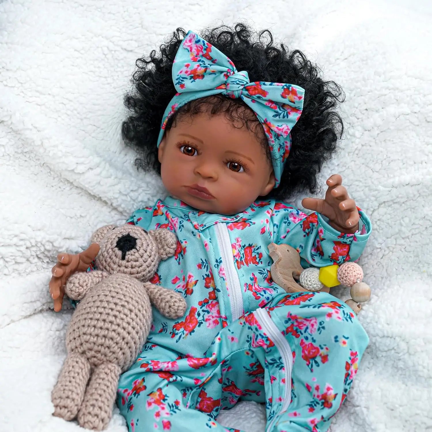 Lifelike Reborn Black Girl- 18-Inch Realistic Newborn Real Life Baby Dolls with Clothes and Toy Gift for Kids Age 3+ ShopOnlyDeal