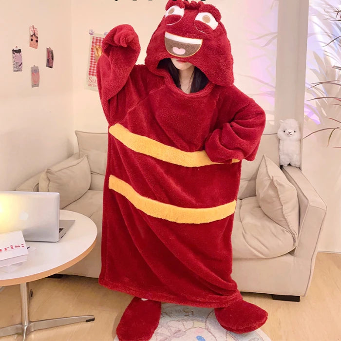 Winter Women's Sleeping Dress Robe Funny Octopus  Night-Robe Pijama Mujer Coral Velvet Pyjama Pour Femme Hooded Night Dress ShopOnlyDeal