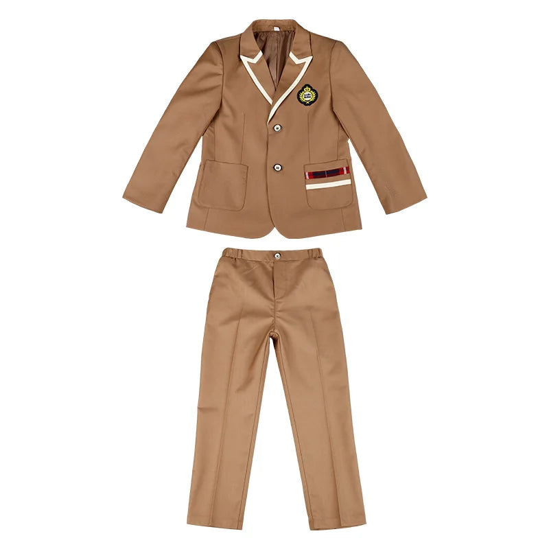 Boys School Uniform & Girls Jacket Khaki Skirt Shirt Tie Suits | Kids Formal Dress Tuxedo | Toddler Clothes Sets | Child Student Outfits ShopOnlyDeal