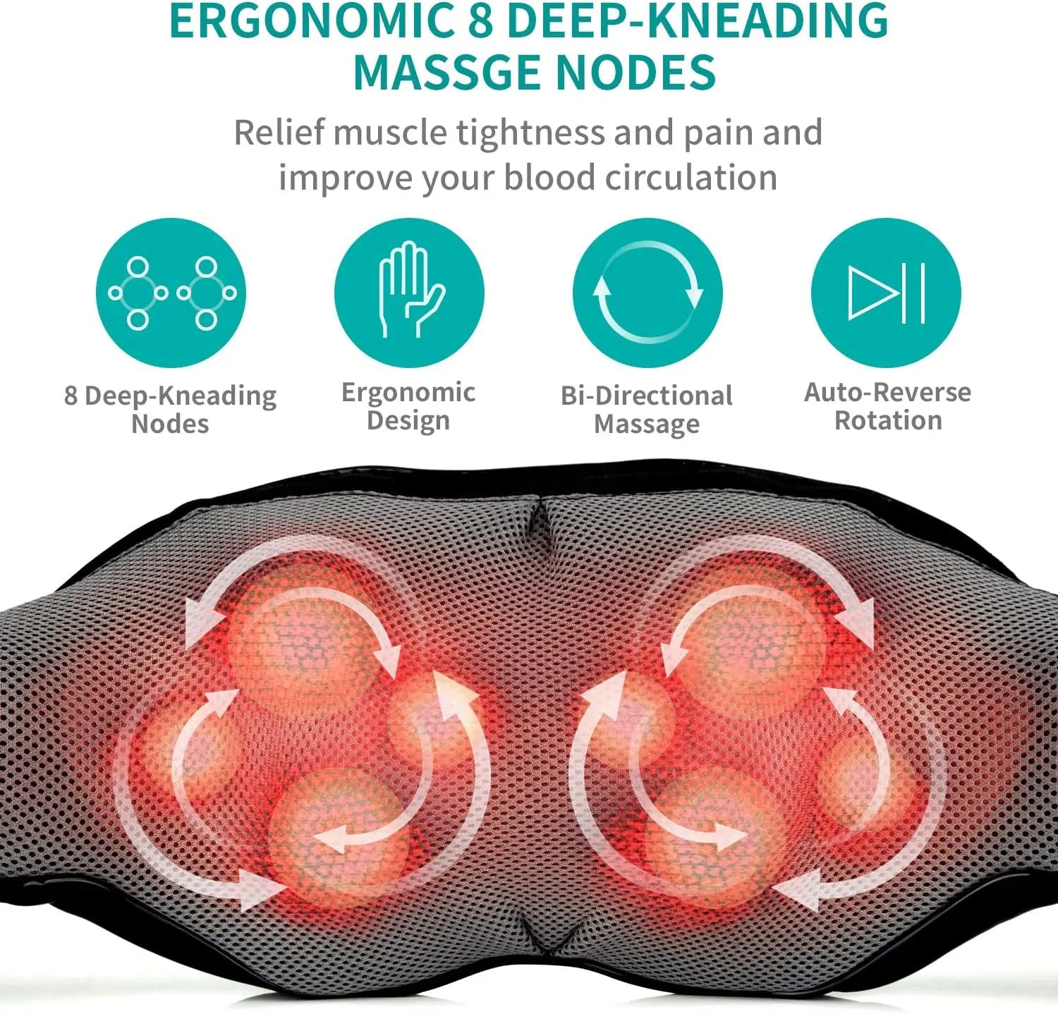 Wireless Shiatsu Neck And Back Massager Neck And Shoulder Kneading Massage Shawl Neck Cervical Relaxing Trapezius Massager ShopOnlyDeal