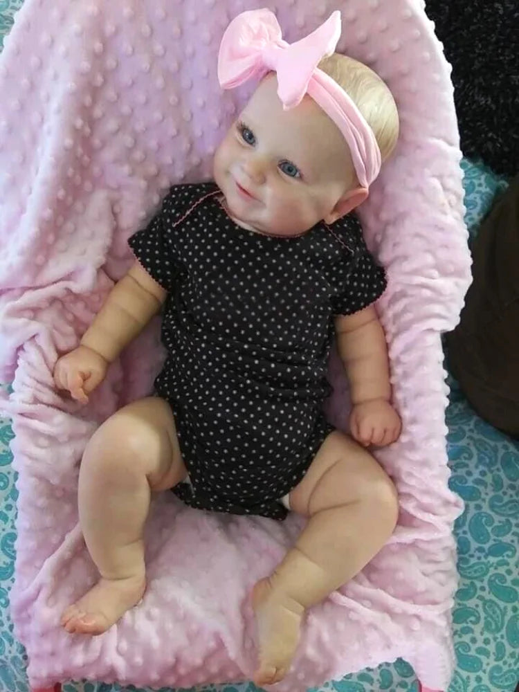 19Inch Already Finished Reborn Baby Doll Maddie Smile Girl Handmade 3D Skin Visible Veins Art Collection Doll Toy Figure Gift ShopOnlyDeal