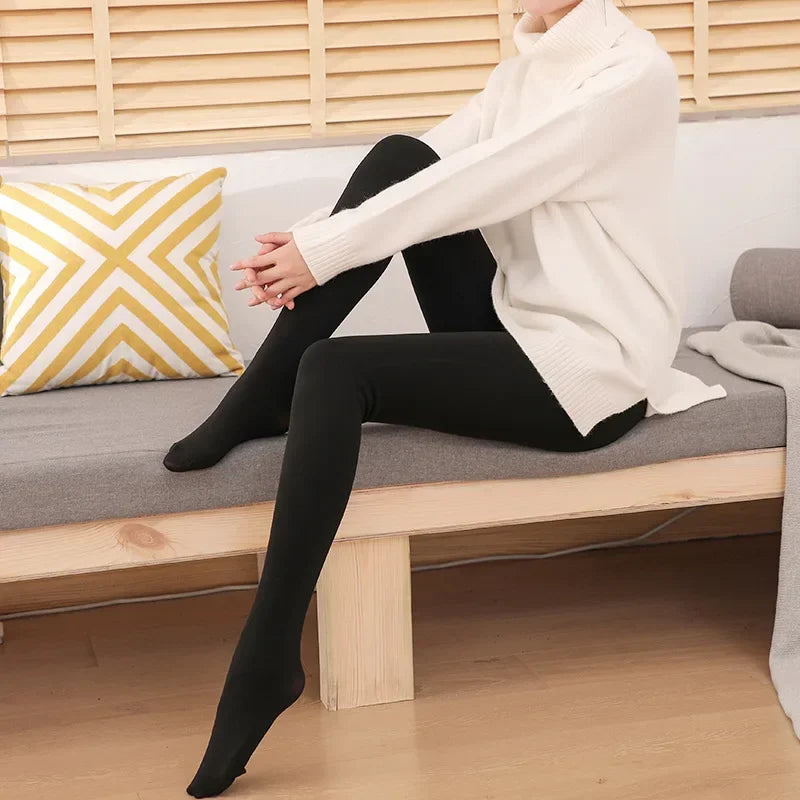 Women Warm Winter Leggings Pantyhose High Waist Solid Color Velvet Thickened Velvet Legging Stretchy Black Skin Stockings ShopOnlyDeal