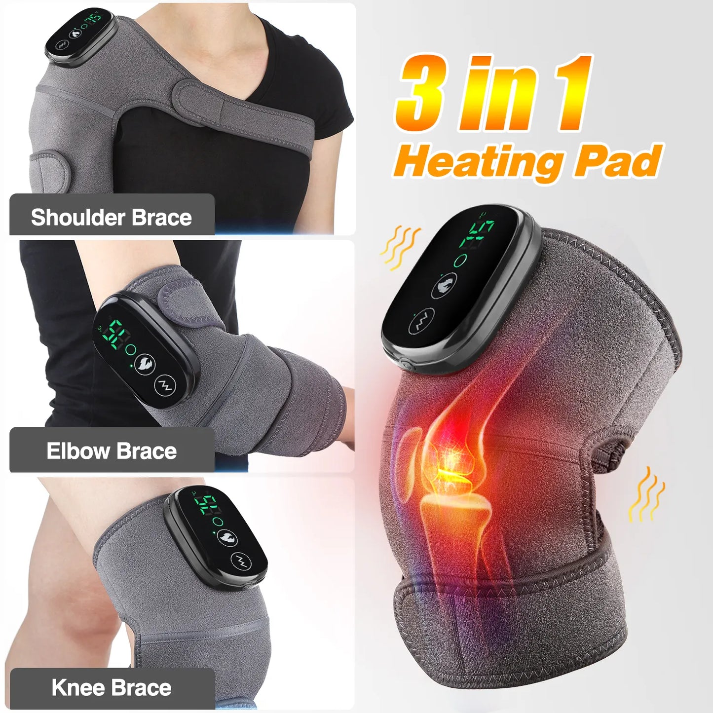 Electric Heating Knee Pad Vibration Massage Leg Joint Elbow Support Shoulder Warming Relieve Arthritis Knee Temperature Massager ShopOnlyDeal