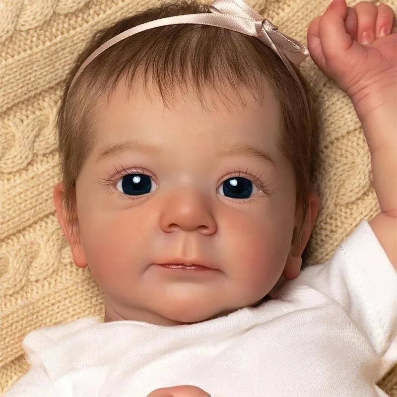 45cm Reborn Baby Doll Felicia Already Finished Doll with Rooted Hair Newborn Baby 3D Skin Visible Veins Real Looking Baby Dolls ShopOnlyDeal