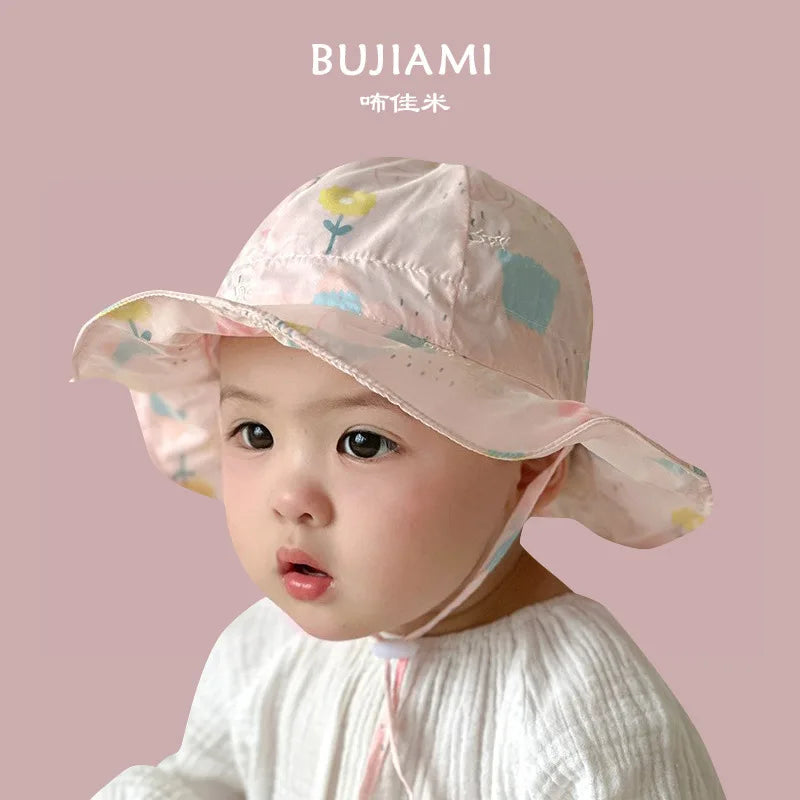 New Fisherman Hat | Cotton Baby Cute & Sweet Ears | Girl Sunshine Beach | Luxury Personality Newborn | Knitted Bow Pink Leisure Time ShopOnlyDeal