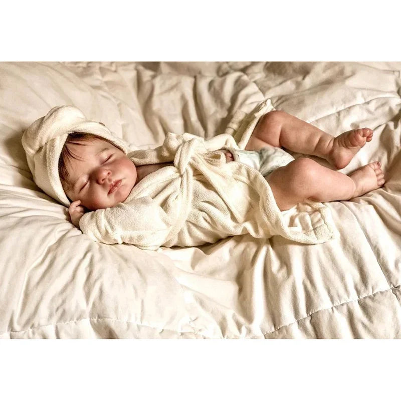 48cm Full Vinly Body Reborn Dolls Loulou Lifelike Hand-drawn Skin Venis  Close Eyes White Bathrobe Set Can Be Water ShopOnlyDeal