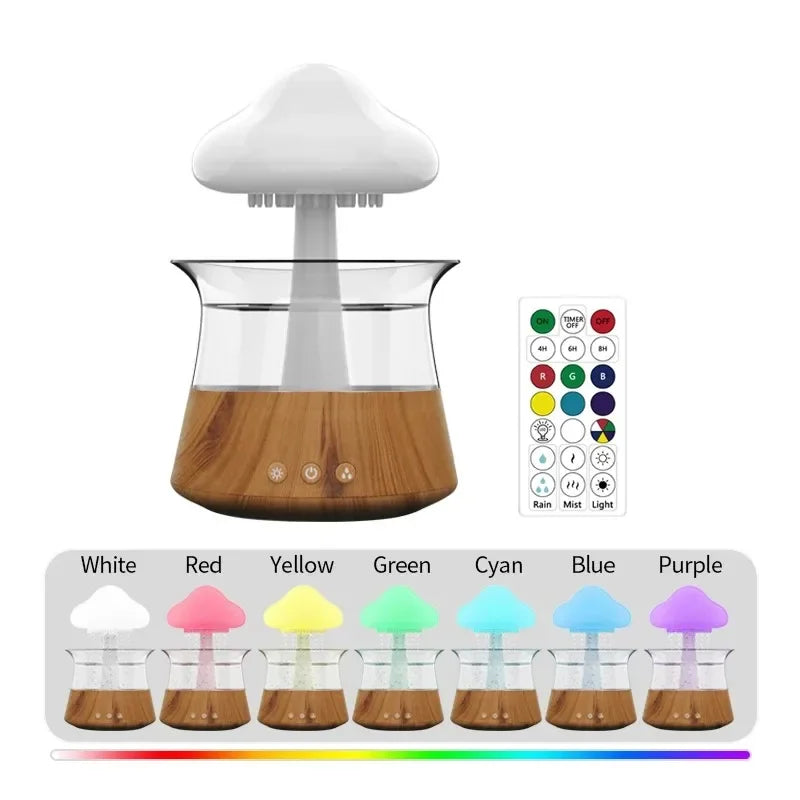 Rain Cloud Night Light humidifier with raining water drop sound and 7 color led light essential oil diffuser aromatherapy ShopOnlyDeal