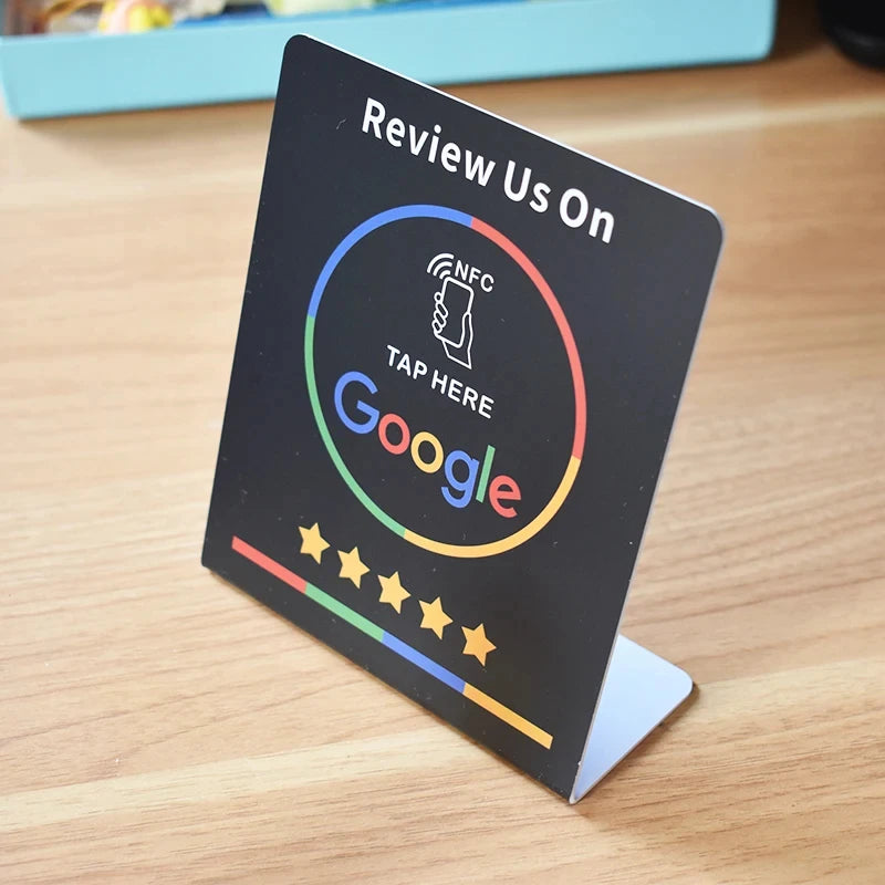 13.56Mhz programmable Google Review Card NFC station table NFC Google Reviews display bending card standing brand bracket ShopOnlyDeal