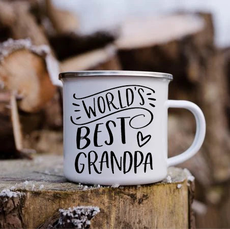 Promoted to Grandpa Mug | Grandfather Coffee Mugs for Pregnancy Announcement | New Baby Family Enamel Cup | Surprise Gift for Grandad ShopOnlyDeal