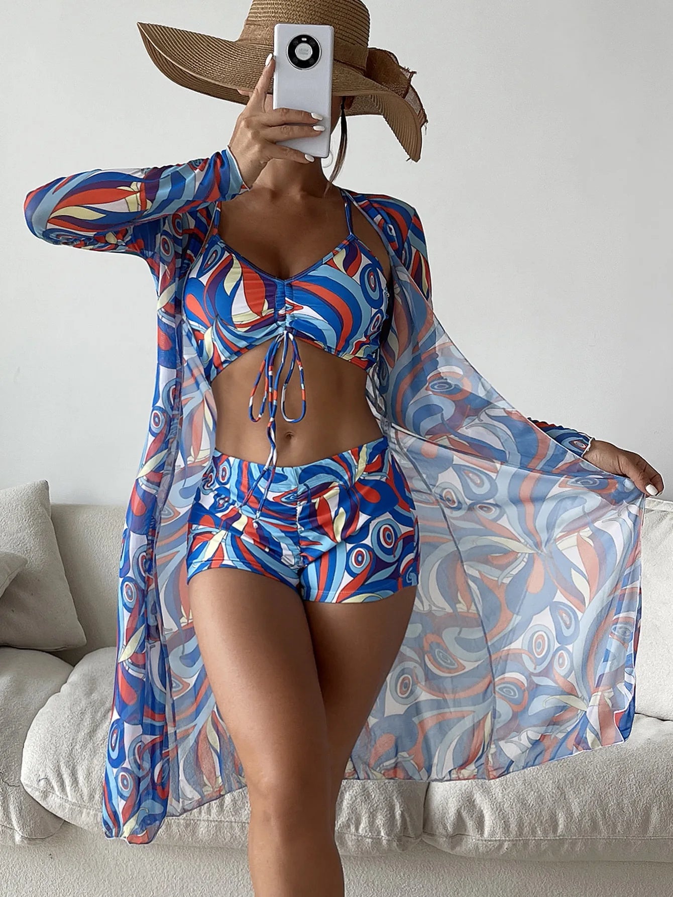 3 Pieces Sexy Print Bikini 2024 | Women High Waist Swimsuit | Cover Up Swimwear | Female Lady Bathing Suit | Summer Beachwear ShopOnlyDeal