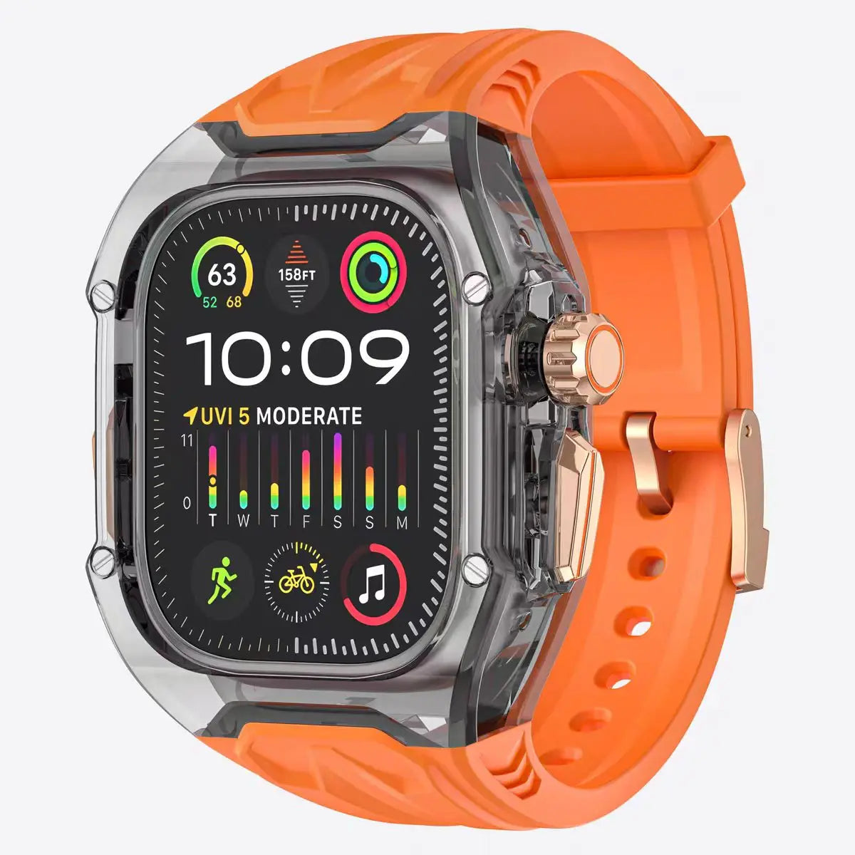Modification Kit for Apple Watch | Transparent Protective Case + TPU Strap | Compatible with Apple Watch Ultra 9 & iWatch Series 9/8/7/6/5/4 | Sizes 45mm, 44mm, 49mm ShopOnlyDeal