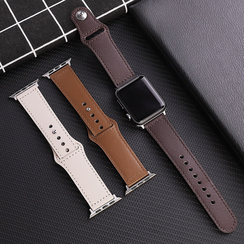 Business Real Leather Strap For Apple Watch Band 44mm 40mm 41mm 45mm 42mm 38mm 49mm Wrist Bracelet iWatch Series 8 se 7 6 5 4 3 ShopOnlyDeal