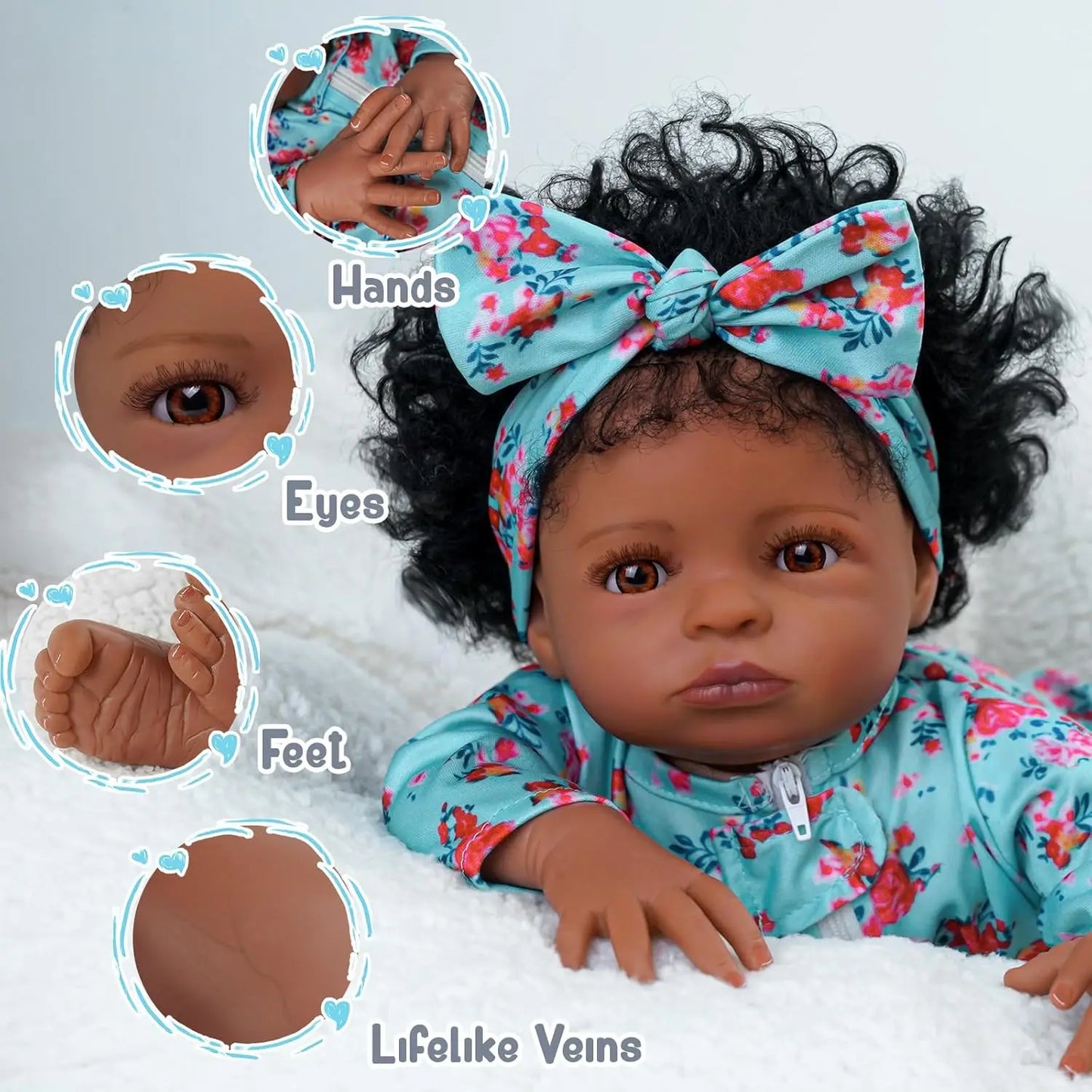 Lifelike Reborn Black Girl- 18-Inch Realistic Newborn Real Life Baby Dolls with Clothes and Toy Gift for Kids Age 3+ ShopOnlyDeal