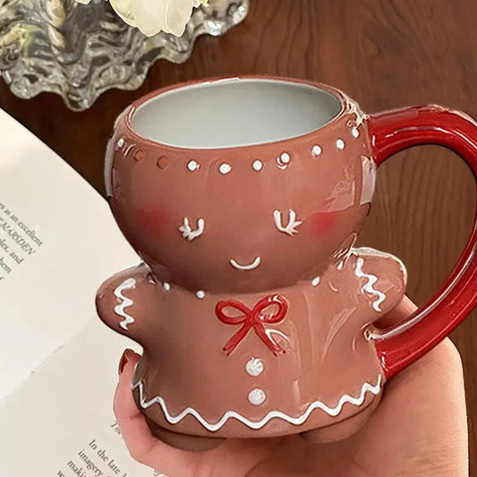 2024 New Coffee Mugs Ceramic Porcelain Gingerbread Man Cup Lovely Breakfast Christmas gingerbread man coffee cups ShopOnlyDeal