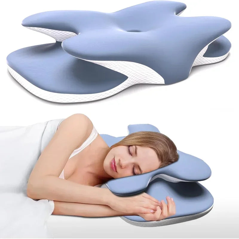 Ice Silk Pillowcase Ergonomic Cervical Pillow Memory Foam Pillow Neck Pain Relief Comes Adjustable Home for Back Side Sleepers ShopOnlyDeal